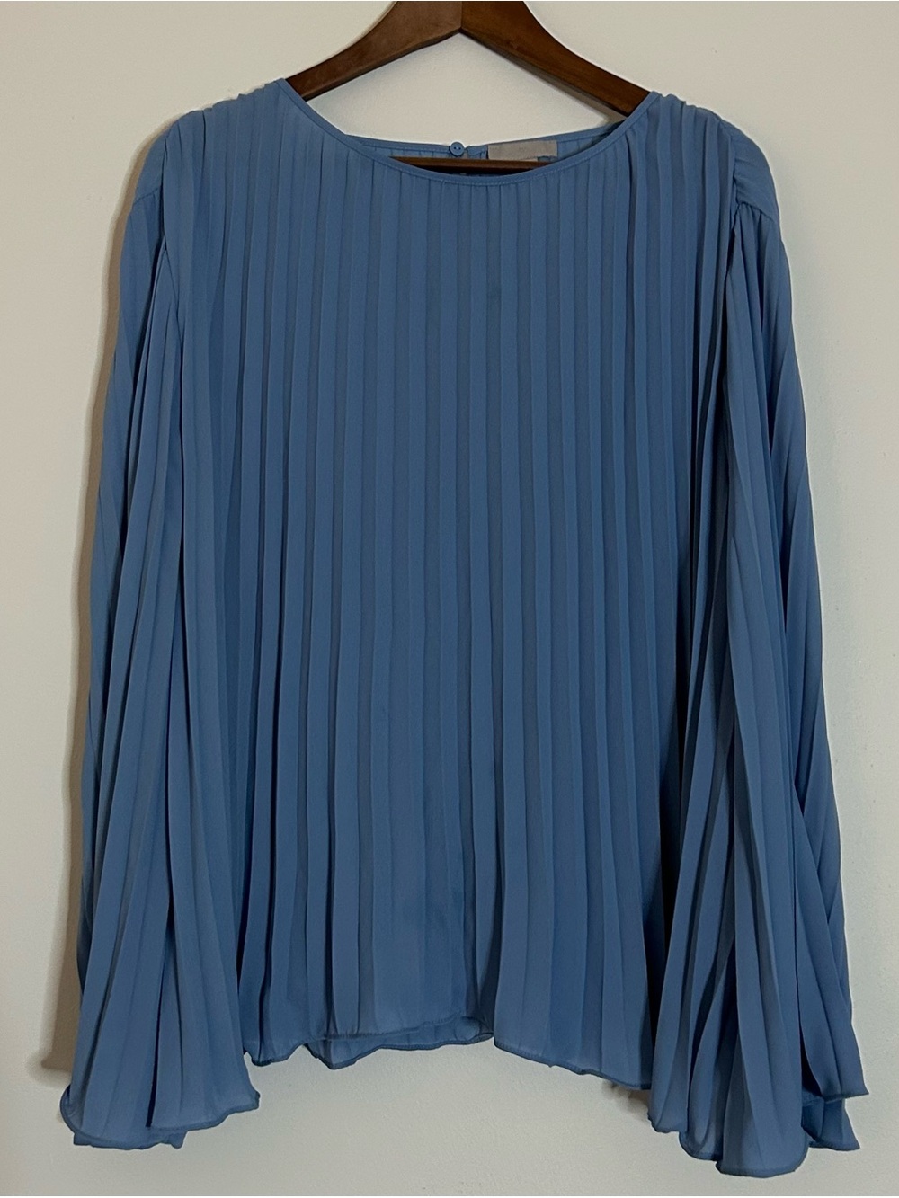 H&M Pleated Long-Sleeve Top in Blue